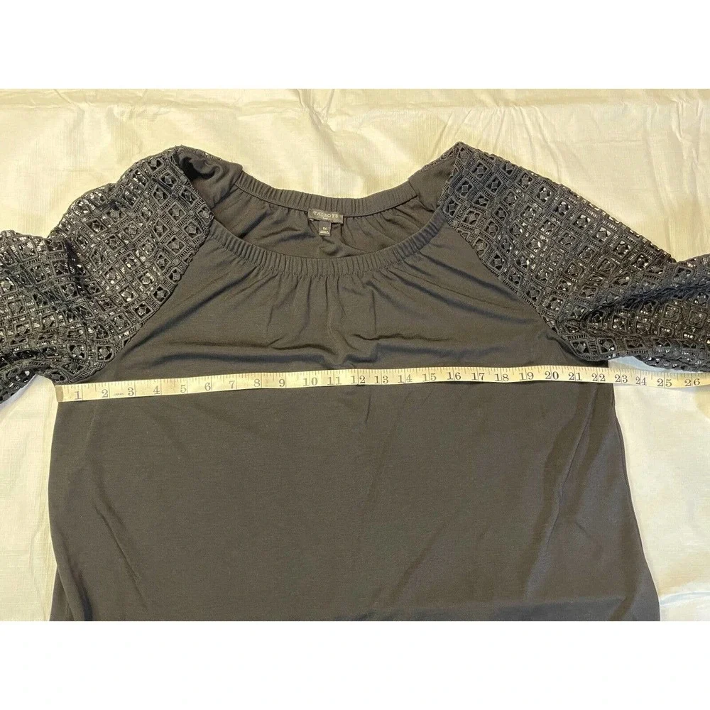 Talbots Off The Shoulder Plus Sz 1X Top Black 3/4 Cut-Out Sleeve Womens - Picture 7 of 8